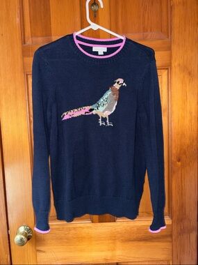 Charter Club Navy Sweater with Pink Trim
